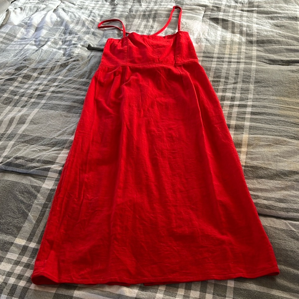 Wild Fable red midi dress, lace up back, sun dress